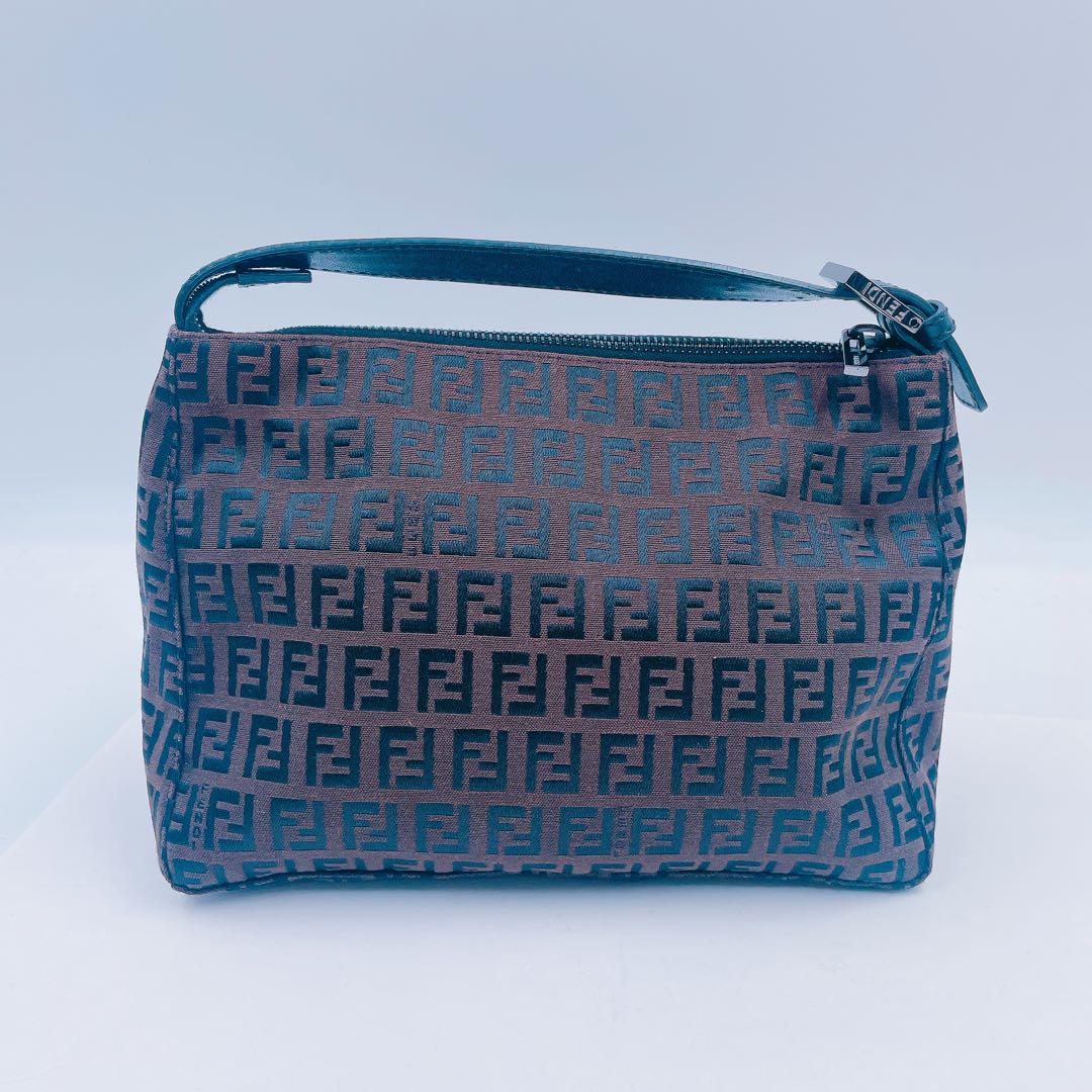5EM29 FENDI フェンディ ミニポーチ ズッカ柄 ブラウン