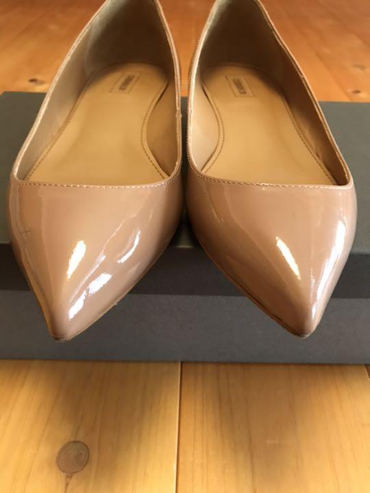 美品　CHEMBUR　25.0　パンプス　フラットシューズ　エナメル　チェンバー チェンバー プレーンパンプス 美品 エナメル ポインテッドトゥ