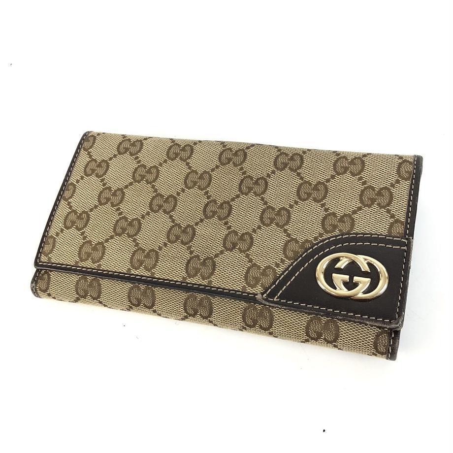 GUCCI グッチ GGキャンバス 長財布 レザー レディース ブランド