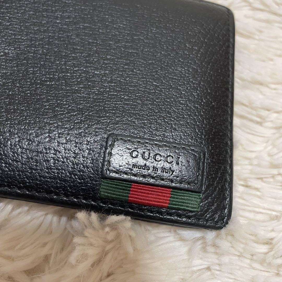 ♡美品♡ GUCCI グッチ 2つ折り財布 オールドグッチ シェリーライン 黒
