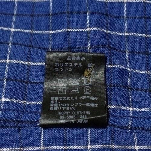 希少美品 TROPHY CLOTHING 半袖チェックシャツ ブルー17(XL)