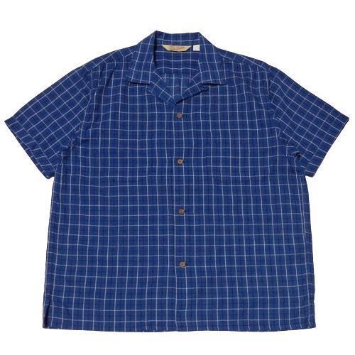 希少美品 TROPHY CLOTHING 半袖チェックシャツ ブルー17(XL)