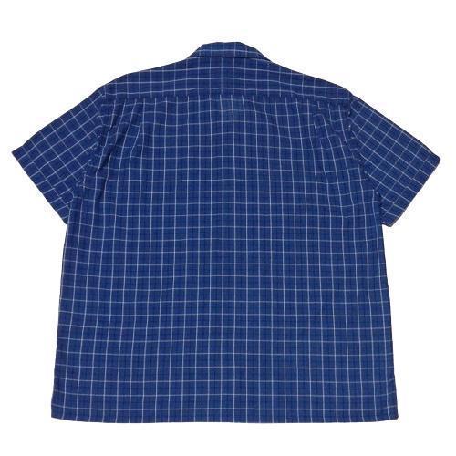 希少美品 TROPHY CLOTHING 半袖チェックシャツ ブルー17(XL)