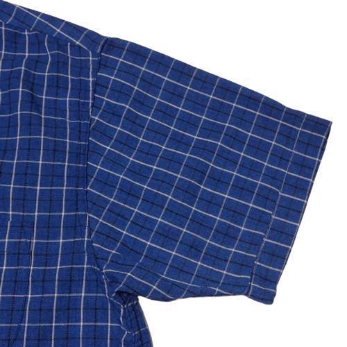 希少美品 TROPHY CLOTHING 半袖チェックシャツ ブルー17(XL)