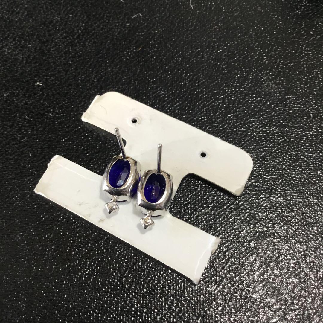 プラチナ900   天然サファイア　1,00CT×2   ダイヤモンド　ピアス