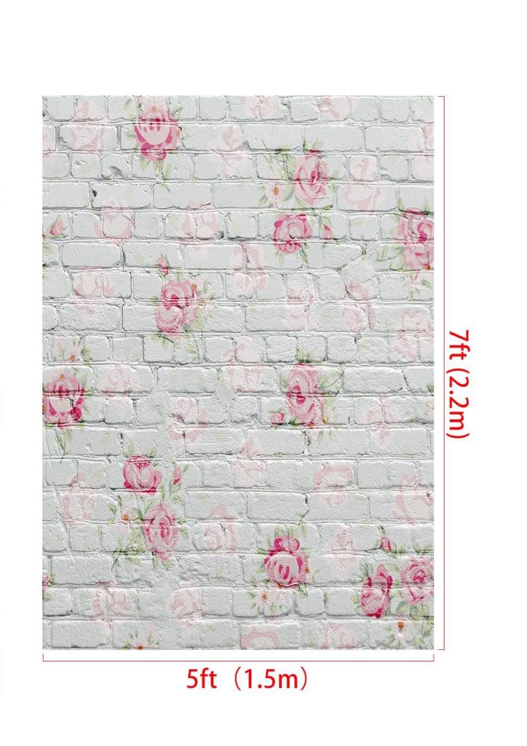 白レンガ壁 撮影背景 バラ 室内 スタジオ 背景布 写真道具 1.5x2.2m