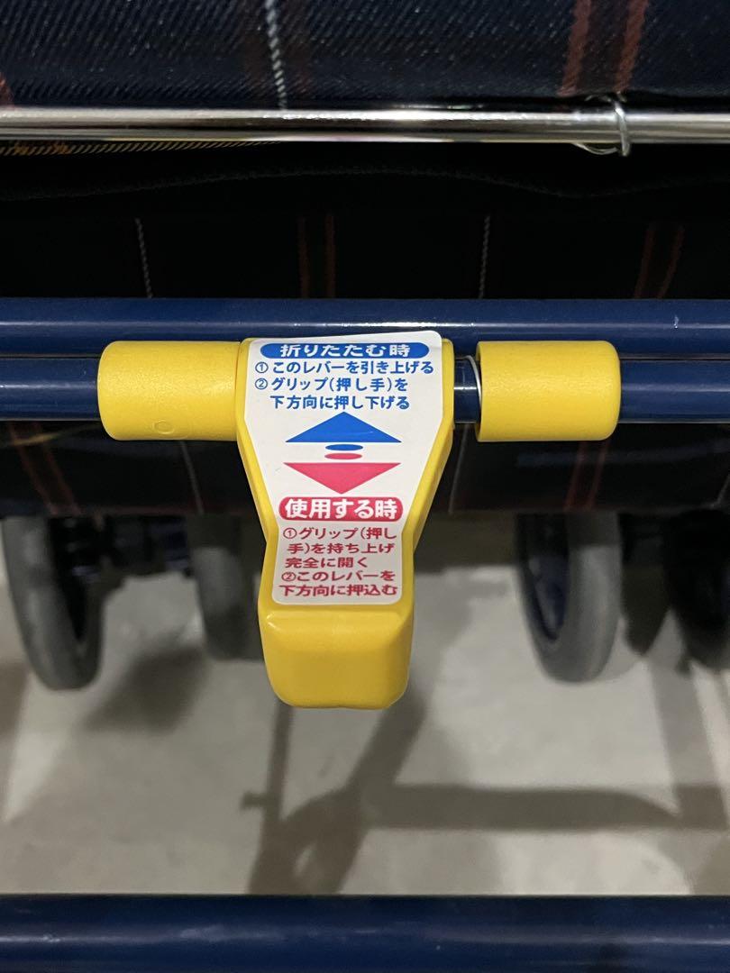 折りたたみ式シルバーカー ネイビー チェック柄