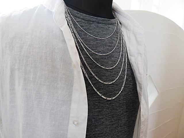 フィガロチェーン シルバーチェーン 3.4mm 40cm～ ネックレス