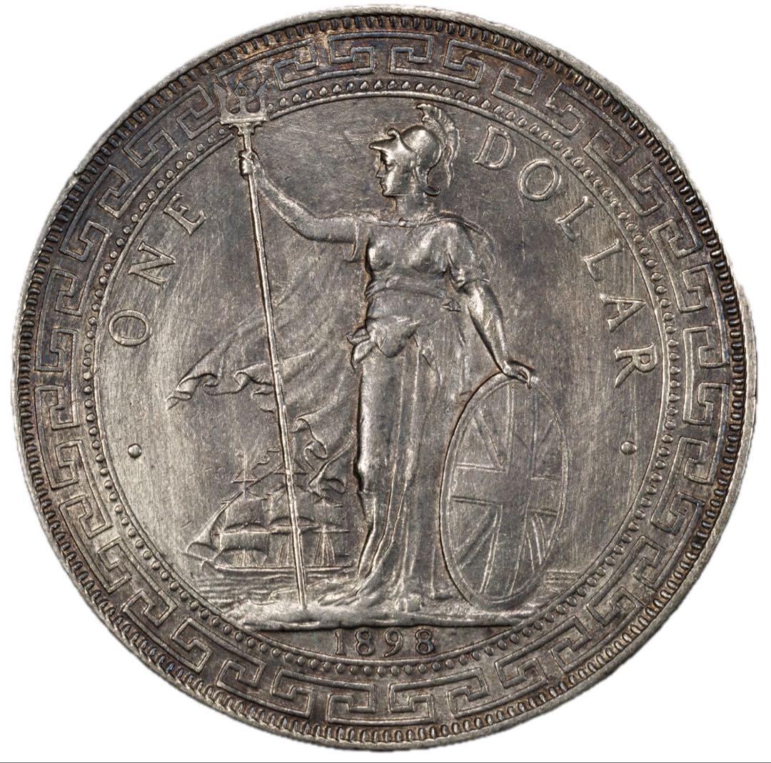 1898年BT 英国トレードダラー銀貨貿易ドル　PCGS 認定　AU 1898年BT 英国トレードダラー銀貨貿易ドル PCGS 認定 AU