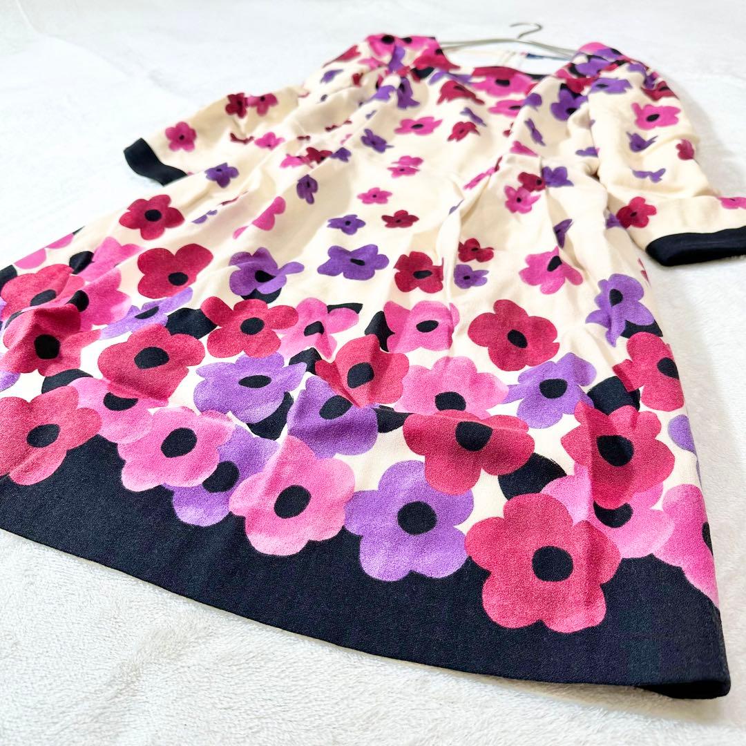 美品 エムズグレイシー ロングワンピース 花柄 Aライン 大きい