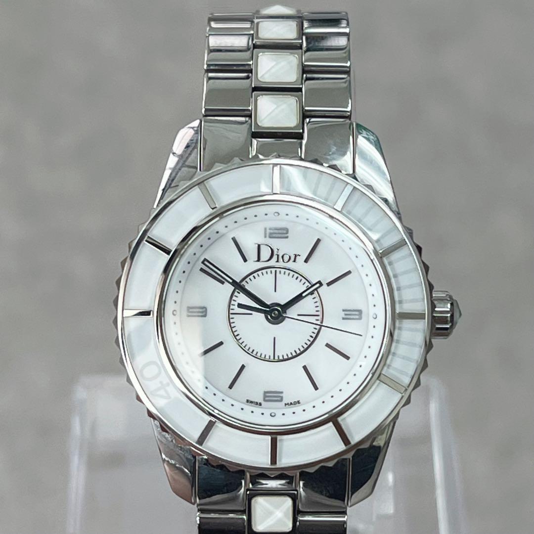 【美品・稼働品】ディオール Dior CD クリスタル ホワイト 腕時計