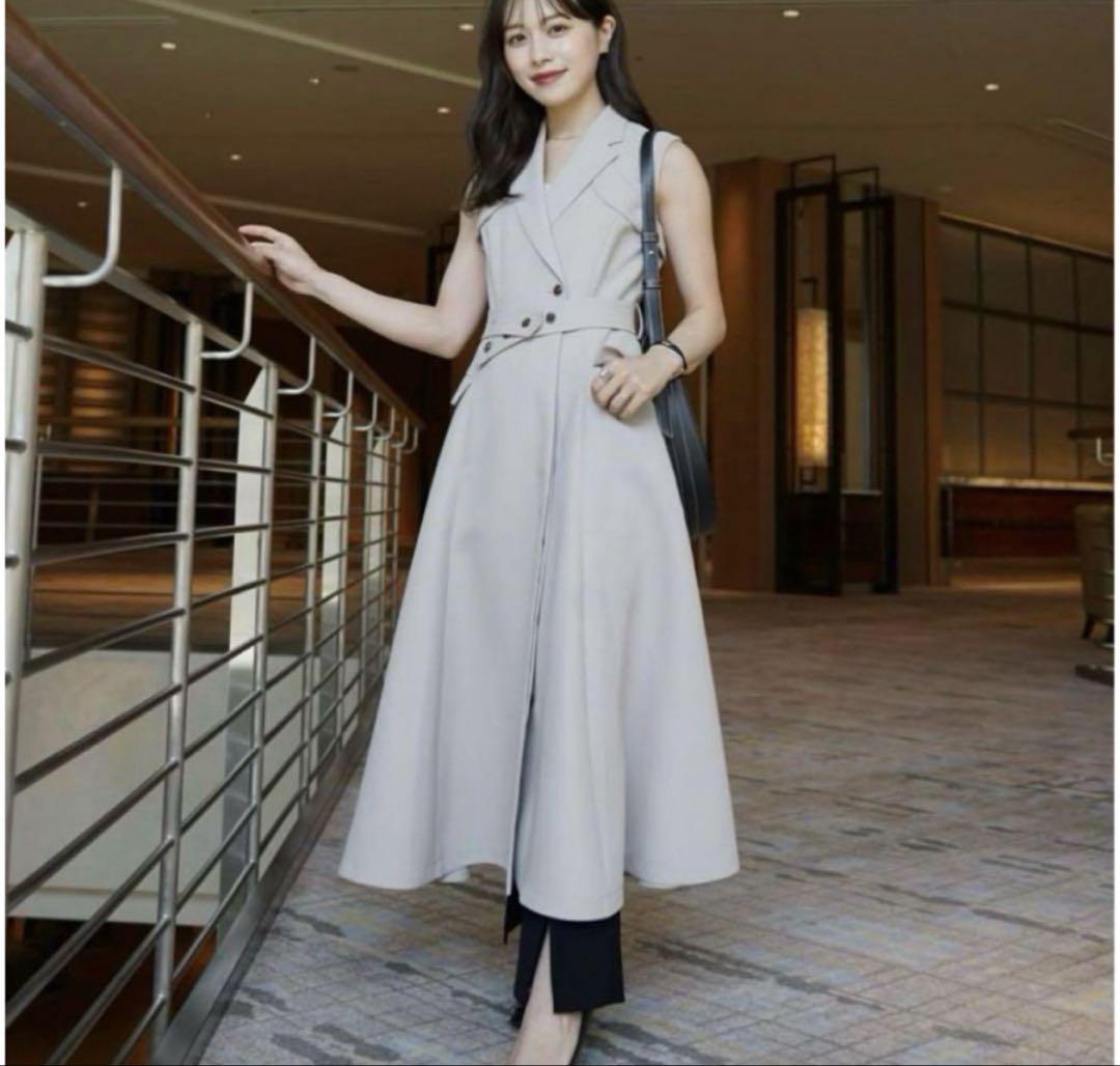 L'AUBE BLANC Sleeveless Coat Dress ベージュ Sleeveless Coat Dress – L'AUBE BLANC
