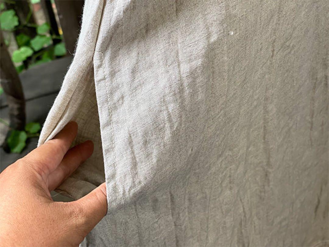 asana HEMP100% ノースリーブ フリンジ チュ ニック　きなり asana HEMP100% ノースリーブ フリンジ チュニック・草木染め