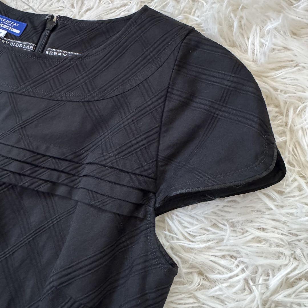 BURBERRYBLUELABELワンピース リボン シャドーチェック 黒　S BURBERRY BLUE LABEL シャドーチェックワンピース 黒 38 - メルカリ