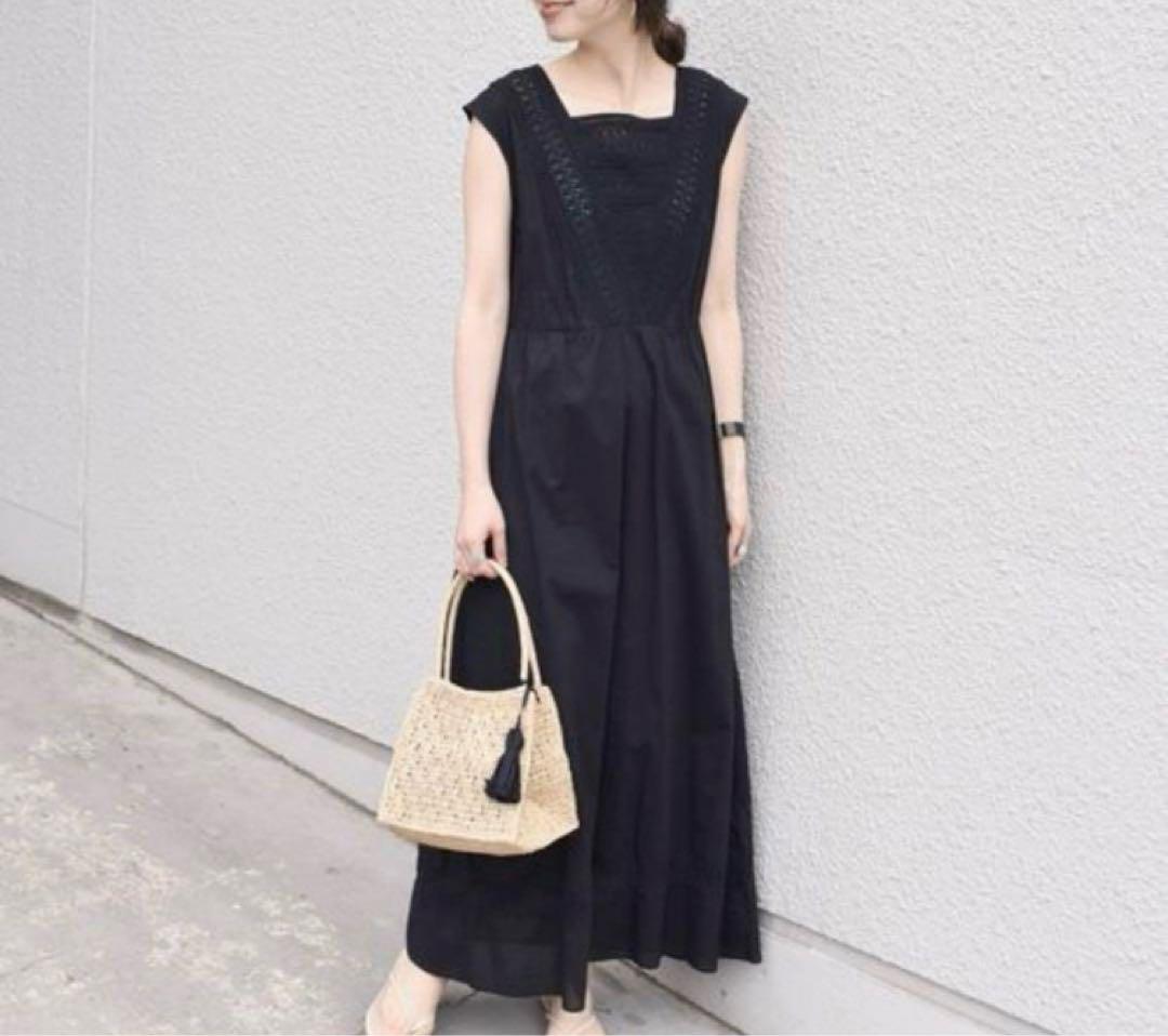 SHIPS シップス　ピンタック2WAYギャザーワンピース　インド綿
