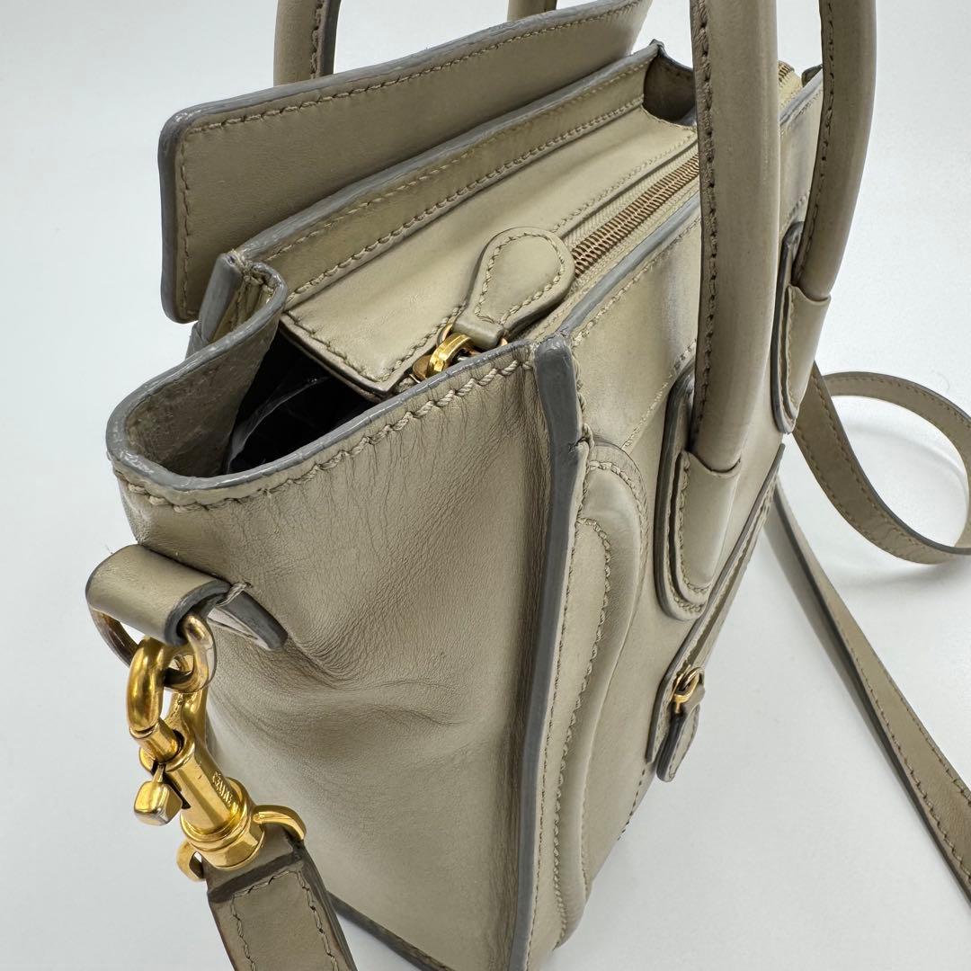 セリーヌ ラゲージ ナノショッパー レザー 2way ショルダーバッグ シリアル