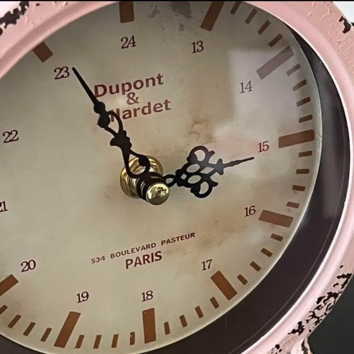 正規代理店小鳥がついた可愛いアンティーク風置き時計 ピンク アナログ