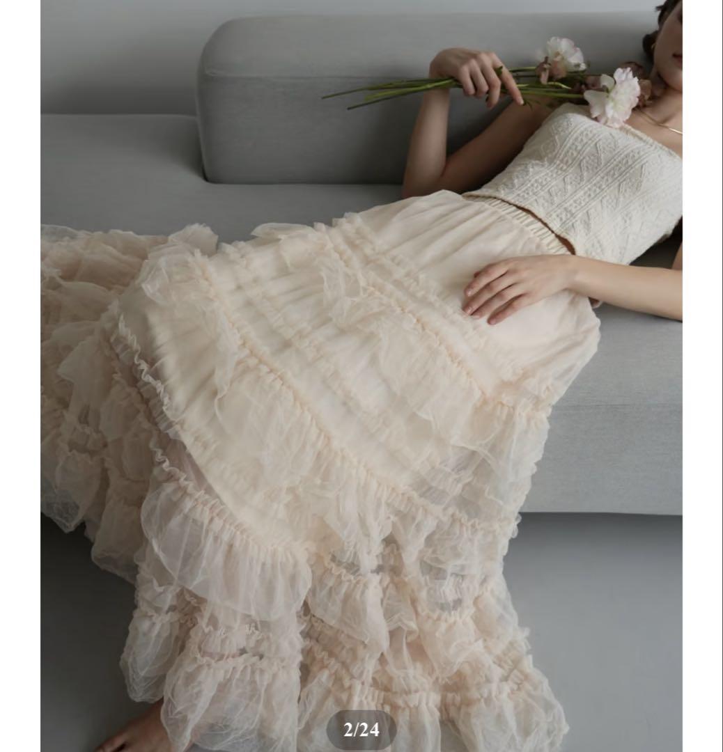 スカート Acka tulle long skirt