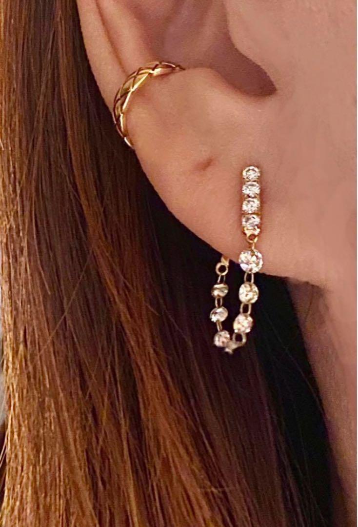合計1.08ct✨キラッキラ✨ 揺れるレーザーホールダイヤモンドフープピアス