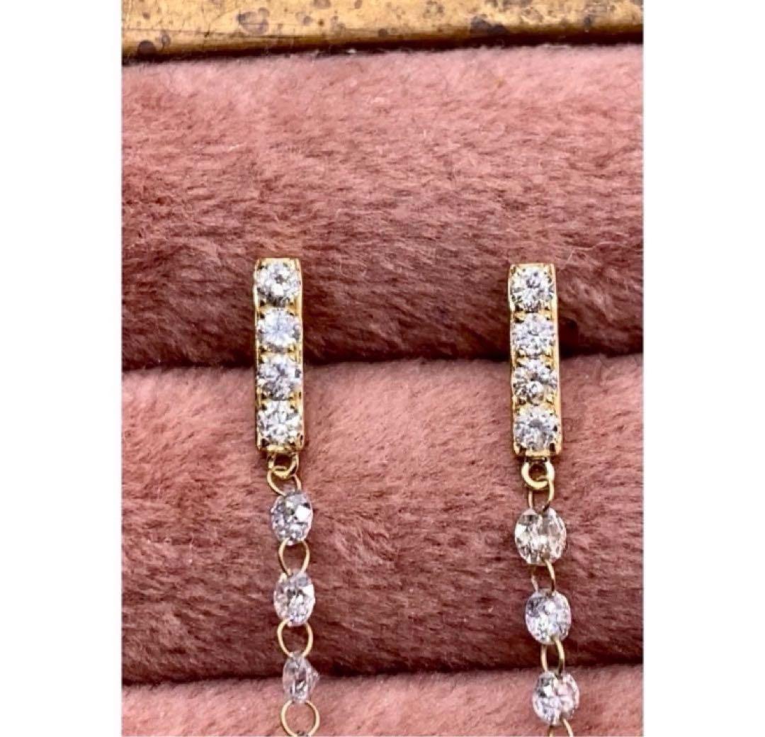 合計1.08ct✨キラッキラ✨ 揺れるレーザーホールダイヤモンドフープピアス