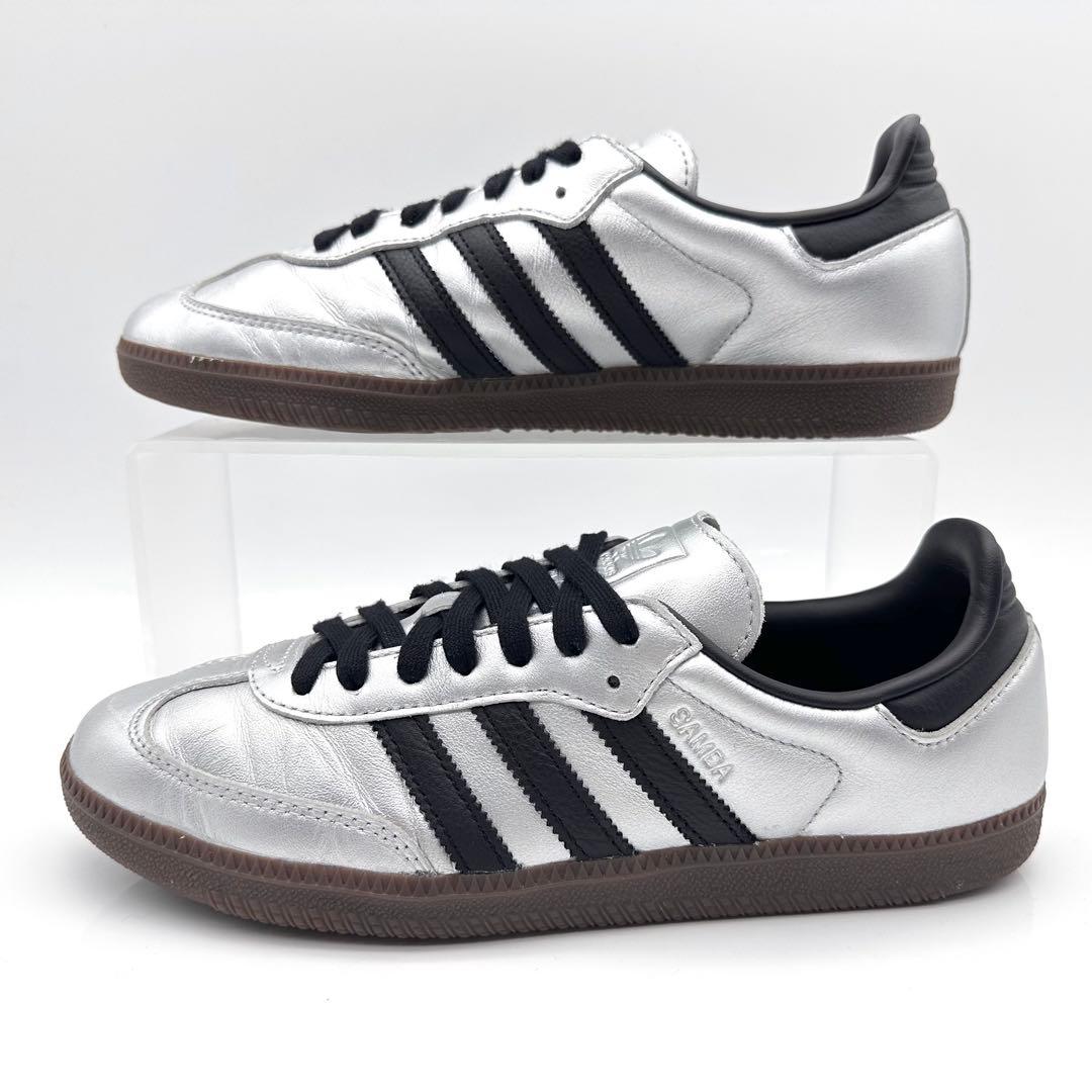 【美品】アディダス サンバ OG W メタリックシルバー ブラック レザー ガム 【美品】アディダス サンバ OG W メタリックシルバー ブラック レザー ガム