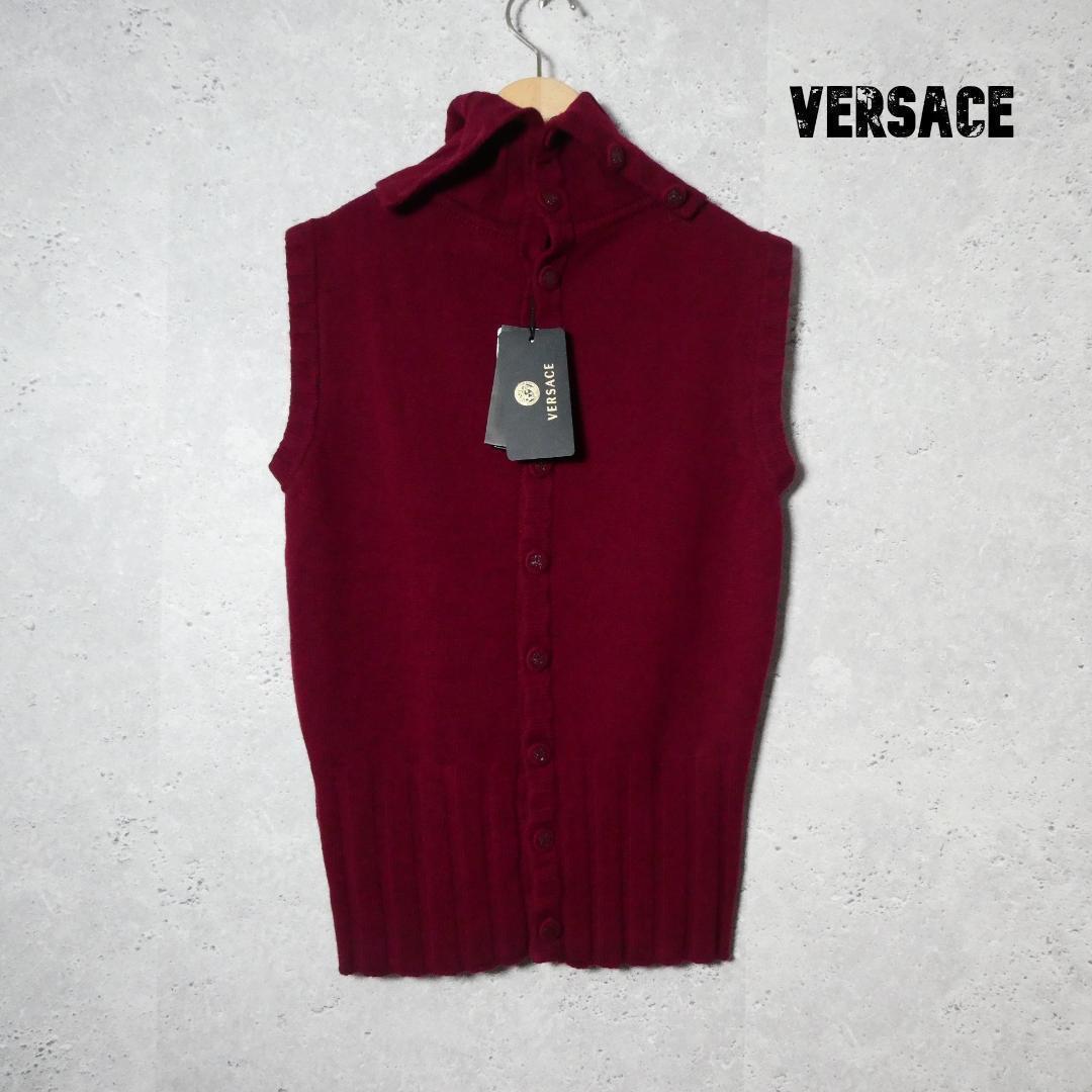 新品同様 VERSACE カシミヤ100％ タートルネック ニット ベスト