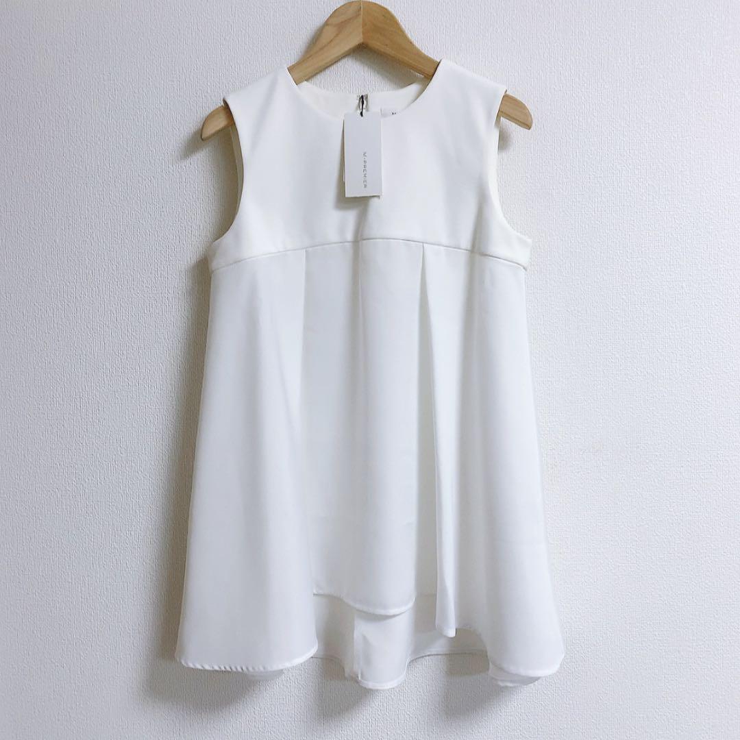 新品未使用タグ付き✨M-PREMIER✨タック切替フレアトップス　ホワイト
