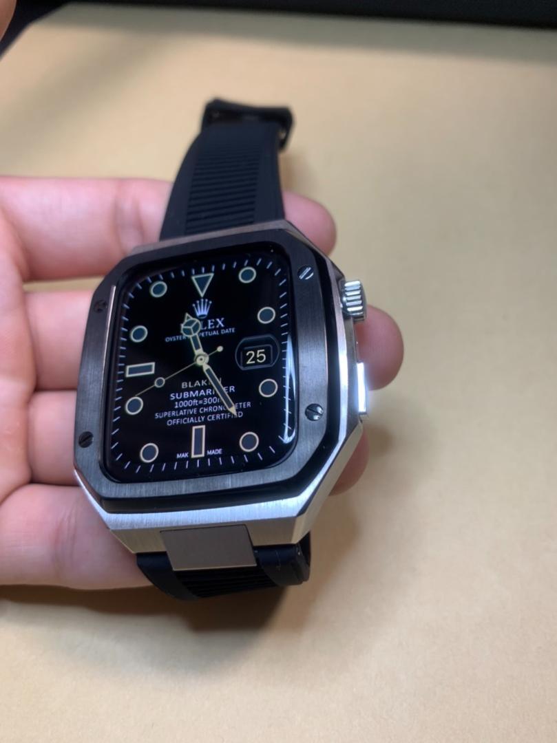 銀黒銀色 apple watch メタルバンド カスタム 金属-