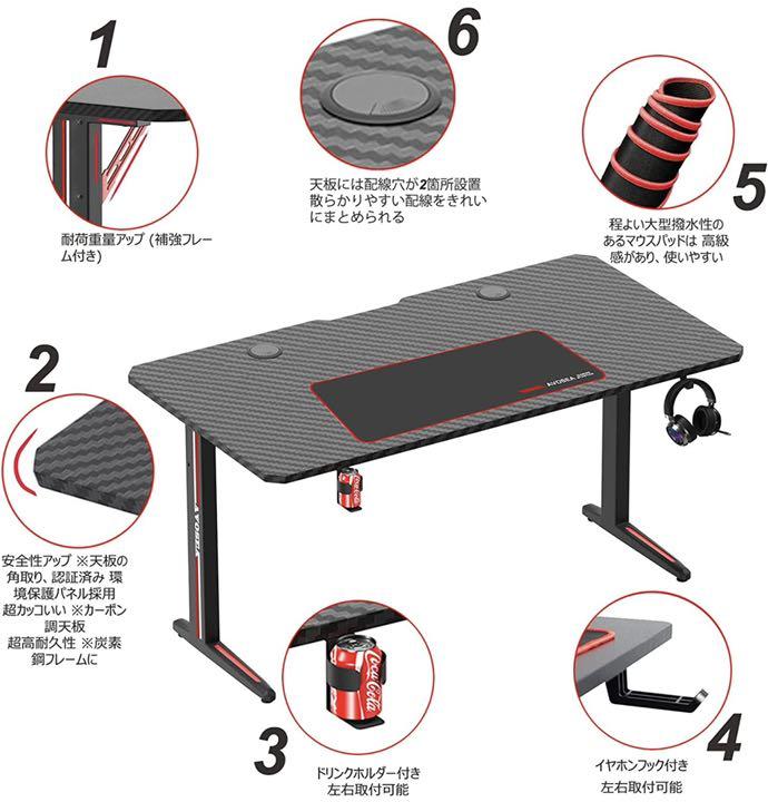 【新品未使用】ゲーミングデスク 白 パソコンデスク 幅112奥行60cm 【新品未使用】ゲーミングデスク 白 パソコンデスク 幅112奥行60cm