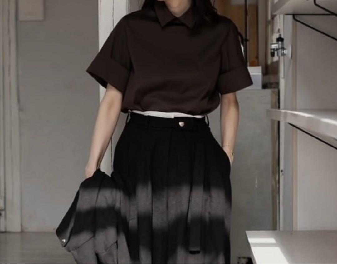 deres half sleeve blouseハーフスリーブブラウスブラウン