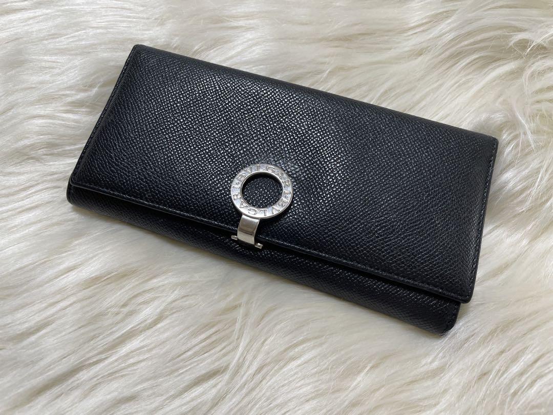 ブルガリ 黒のレザー長財布