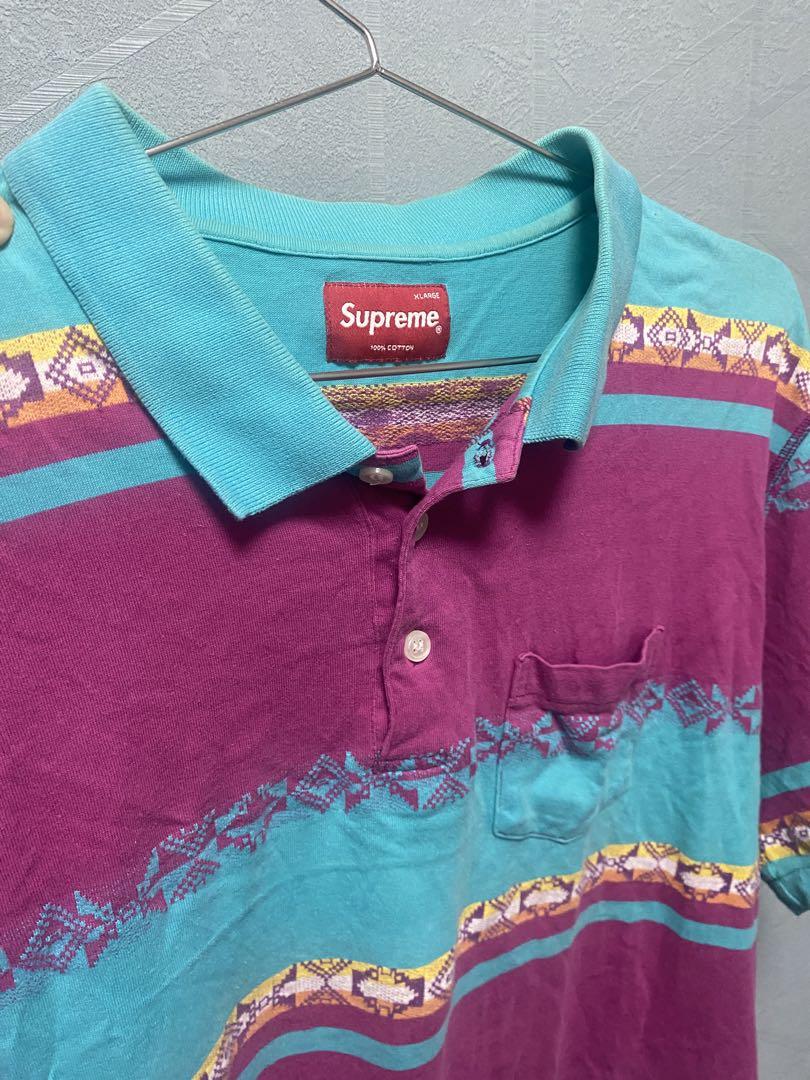 Supreme ネイティブ柄 ボーダーポロシャツ - メルカリ