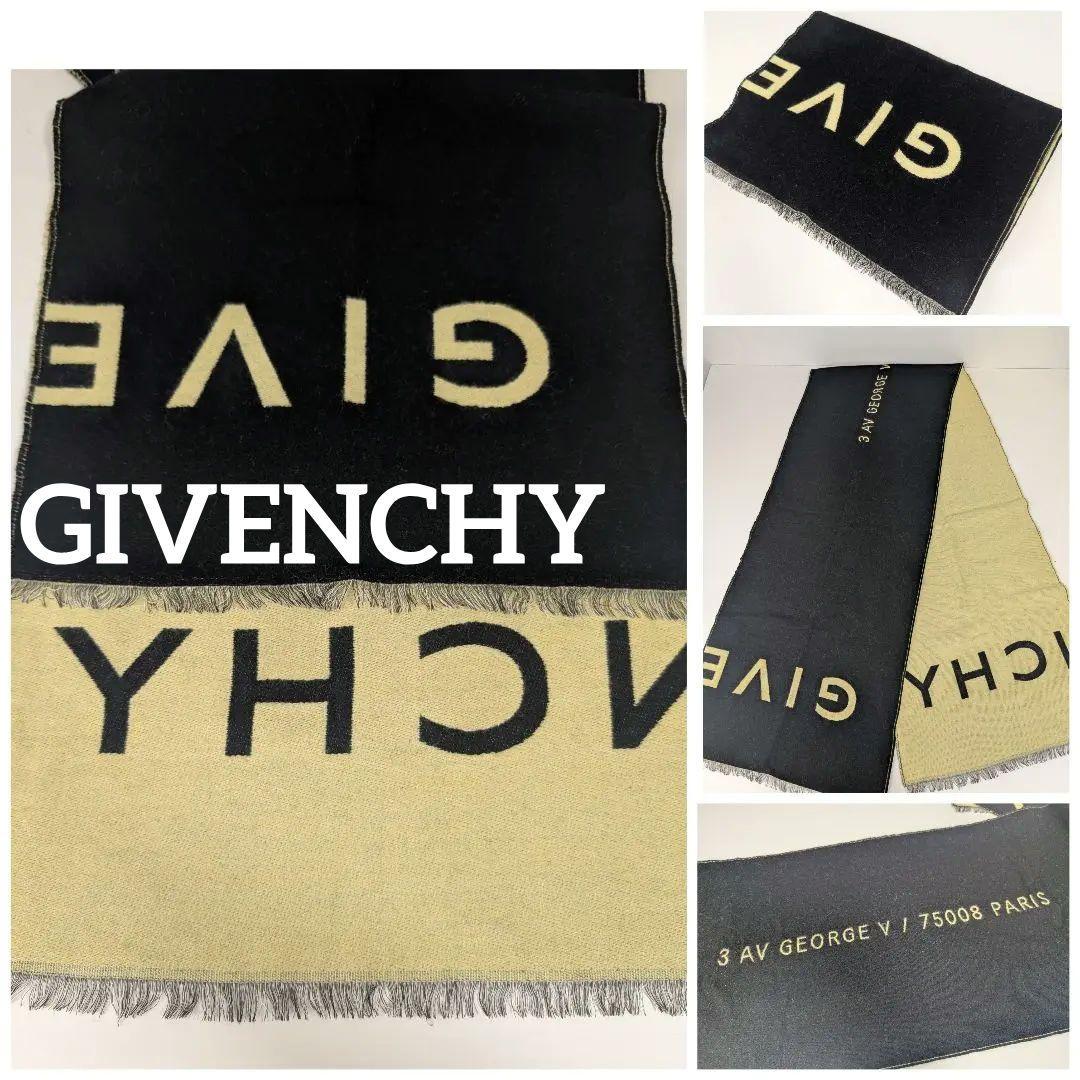 GIVENCHY ジバンシィ ロゴ マフラー 黒 ベージュ - メルカリ