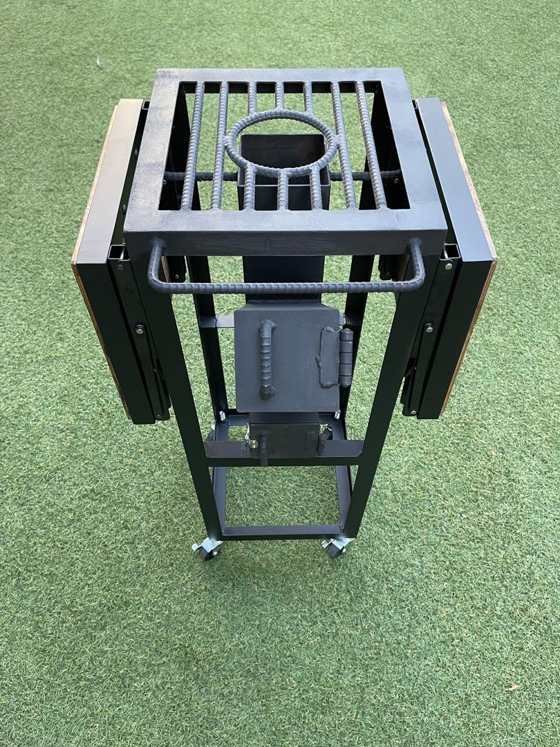 移動式ロケットストーブ　サイドテーブル付き