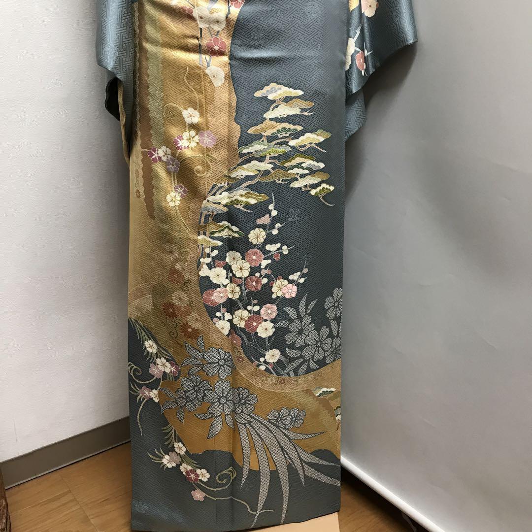 大幅お値下げ❣️正絹 豪華な訪問着 金彩 金駒刺繍 縫い取り お着物