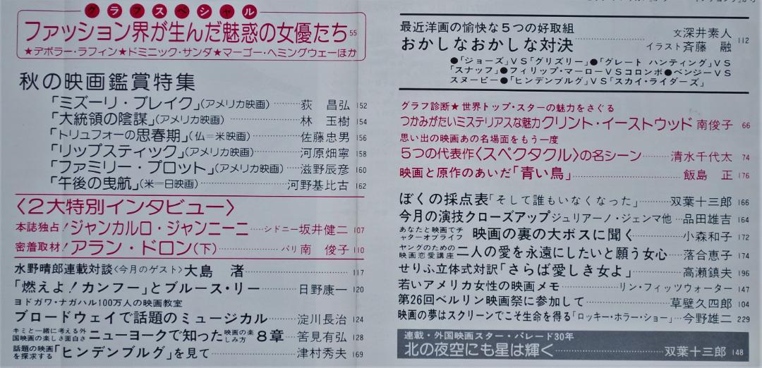 スクリーン/1976年10月号/表紙：キャサリン・ロス/裏表紙：愛の