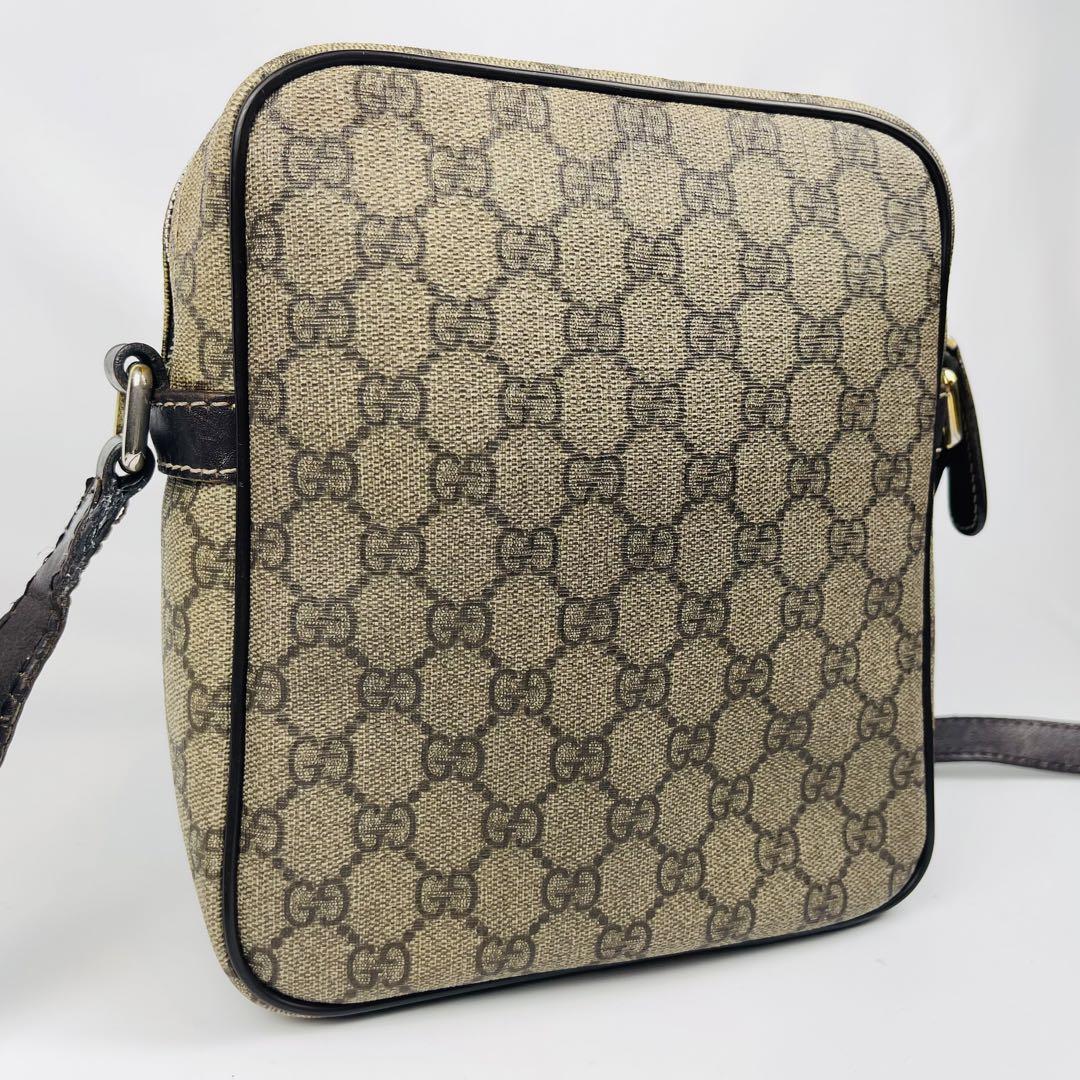 GUCCI ショルダーバッグ　GG柄　スプリーム　ロゴプレート　レザー　極逸品