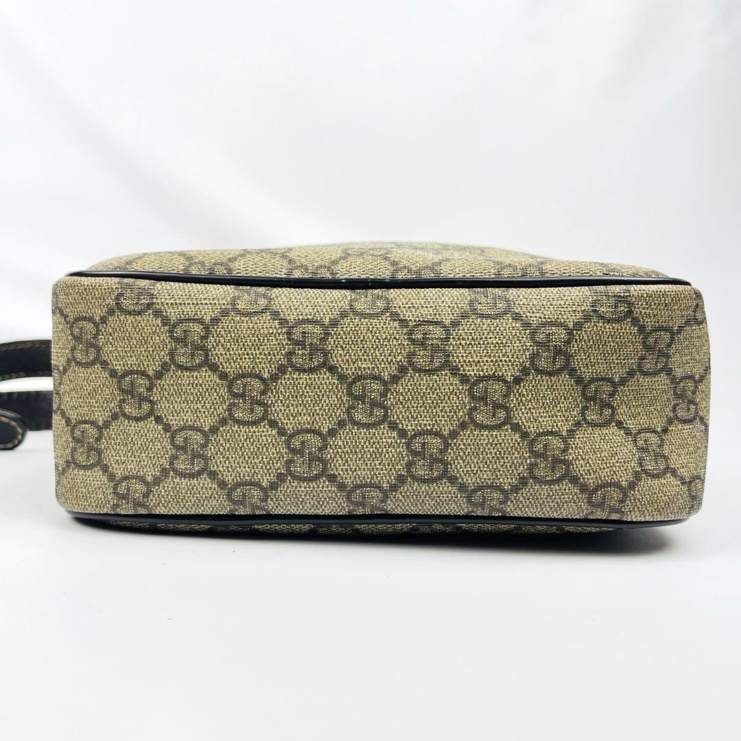 GUCCI ショルダーバッグ　GG柄　スプリーム　ロゴプレート　レザー　極逸品
