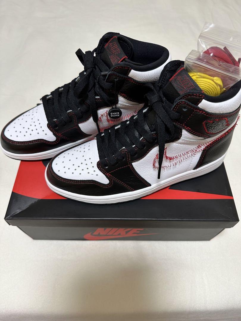 【新品未使用】NIKEエアジョーダン1 レトロハイホワイト/ブラック/レッド ナイキ エアジョーダン1 レトロ ハイ ディフィアント ホワイト