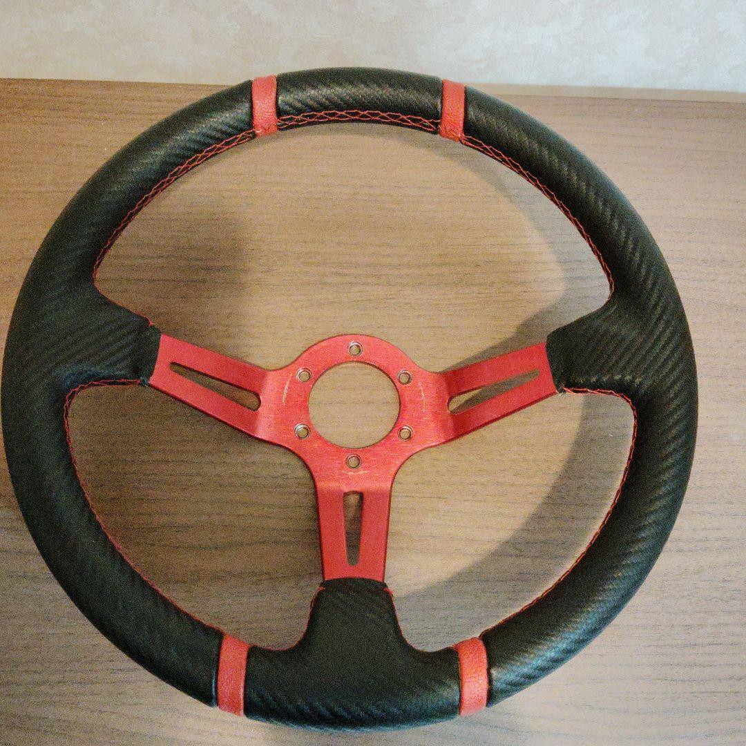 ステアリング ディープコーン カーボン柄グリップ レッドスパーク