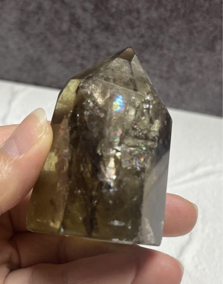シトリン スモーキークオーツ　ポイント　レインボー水晶　145g
