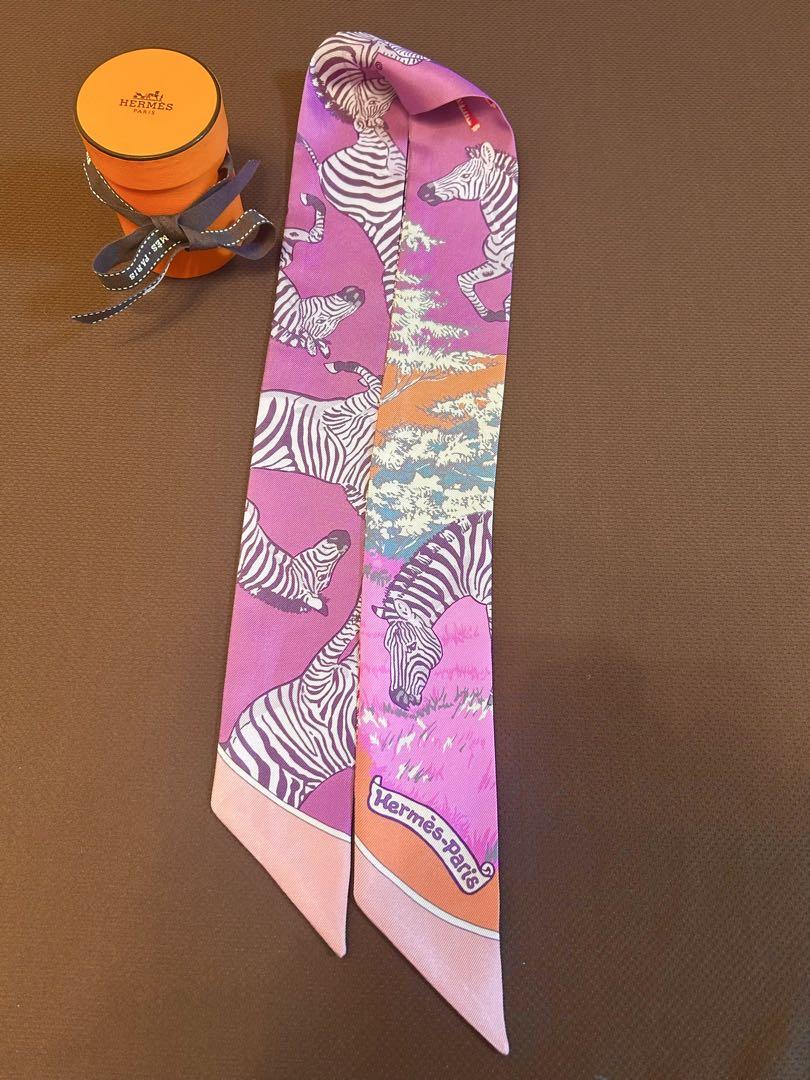 極美品]HERMESツイリー ゼブラ柄 スカーフ ピンク系紫系