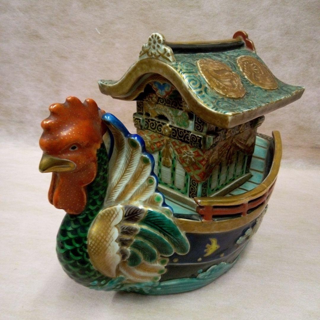 古京焼　古清水焼　鳥舟形香炉　骨董品　古美術工芸品