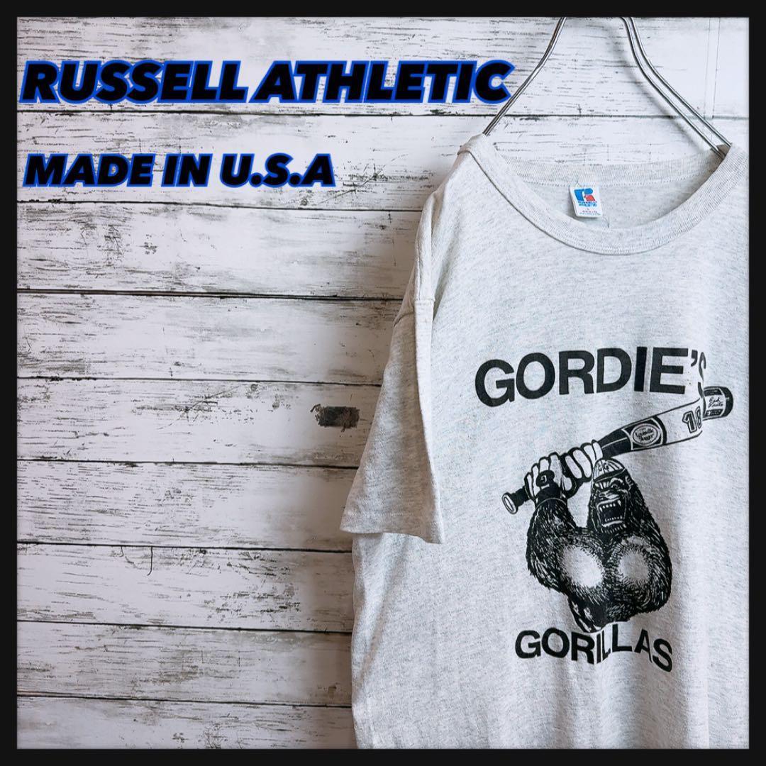 【USA製】90sラッセルアスレチックヴィンテージアニマルアートスポーツTシャツ