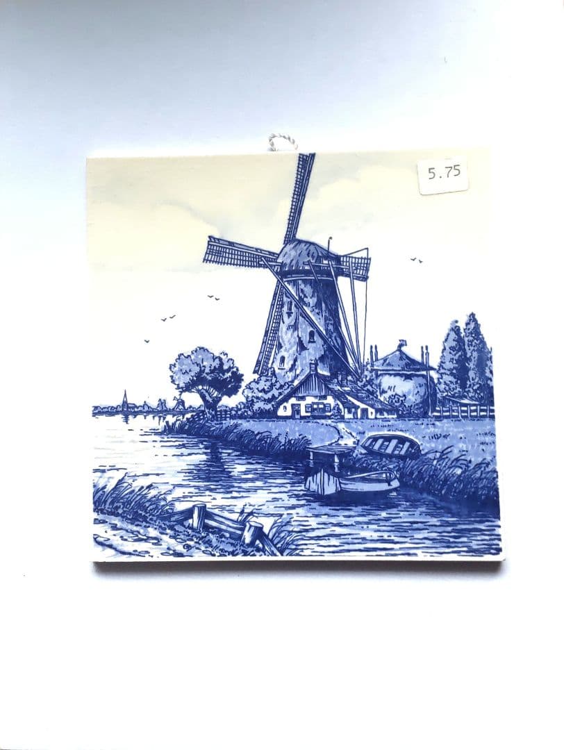 デルフト焼き Delft 風車 タイル画 デルフトブルー手描きタイル 壁飾り デルフト焼き Delft 風車 タイル画 デルフトブルー手描きタイル 壁飾り
