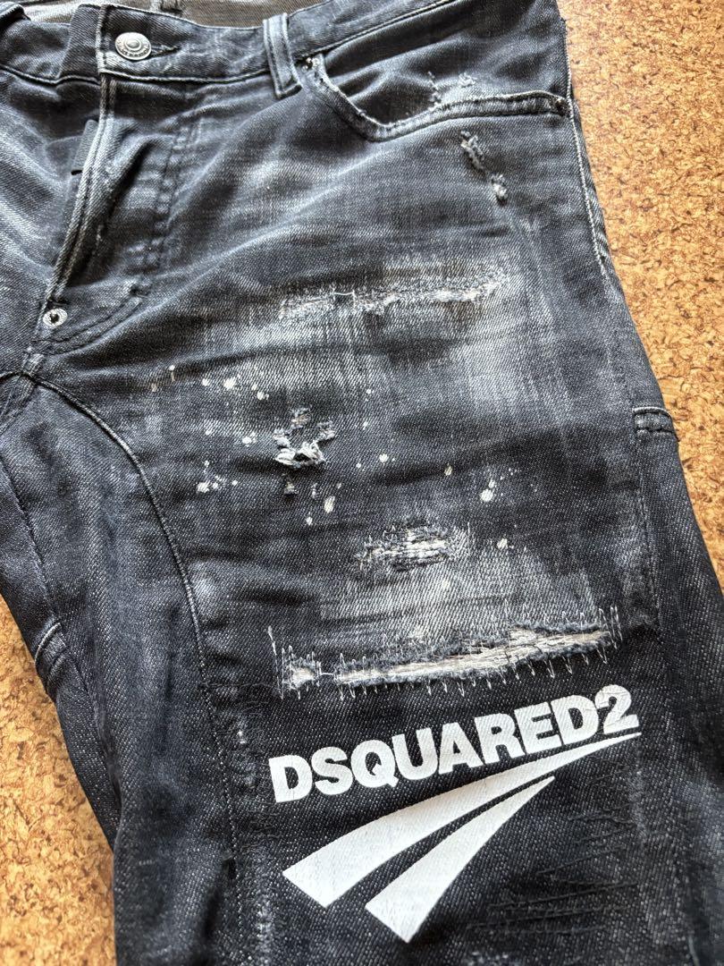 み*く様 dsquared2 プリントブラックデニムTidybiker jean