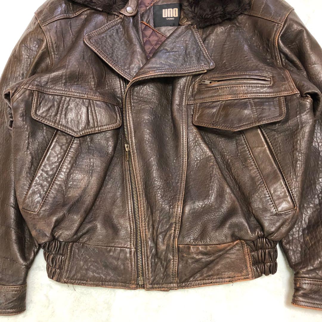 vintage☆UNO UOMO☆オールドレザー ボンバージャケット ライダース by vintage☆UNO UOMO☆オールドレザー ボンバージャケット ライダース by