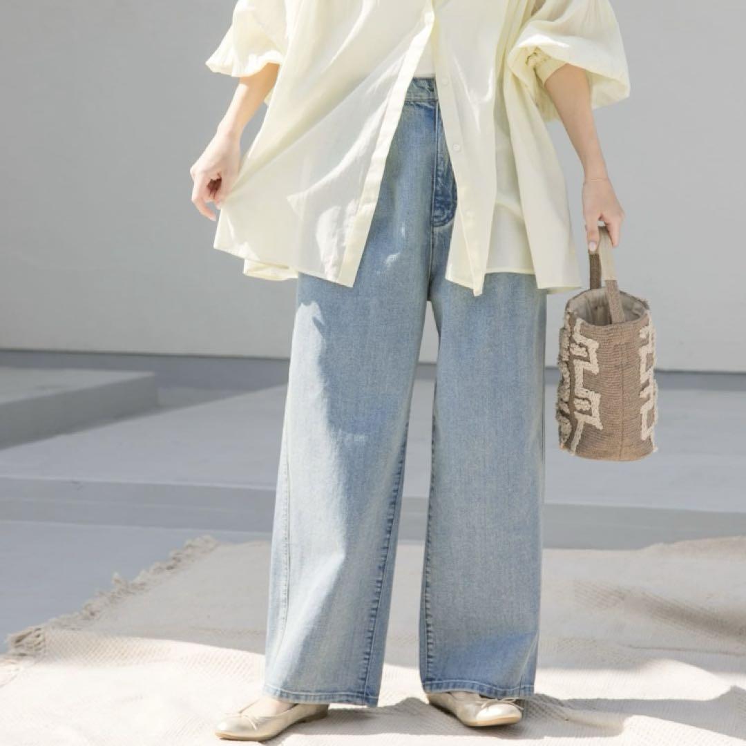 美品URBAN RESEARCH DOORS2タックギャザーデニムパンツ