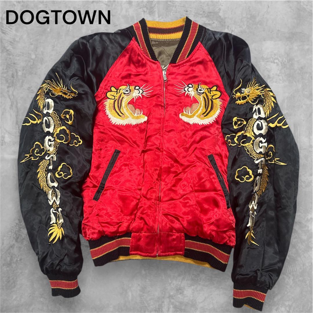 90s-00s DOGTOWN ドッグタウン スカジャン 龍×虎DRAGON刺繍XL LL DOG TOWN