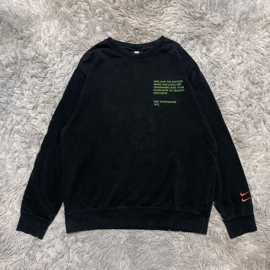 ナイキ】刺繍ロゴ スウッシュ スウェット（XL）ブラック